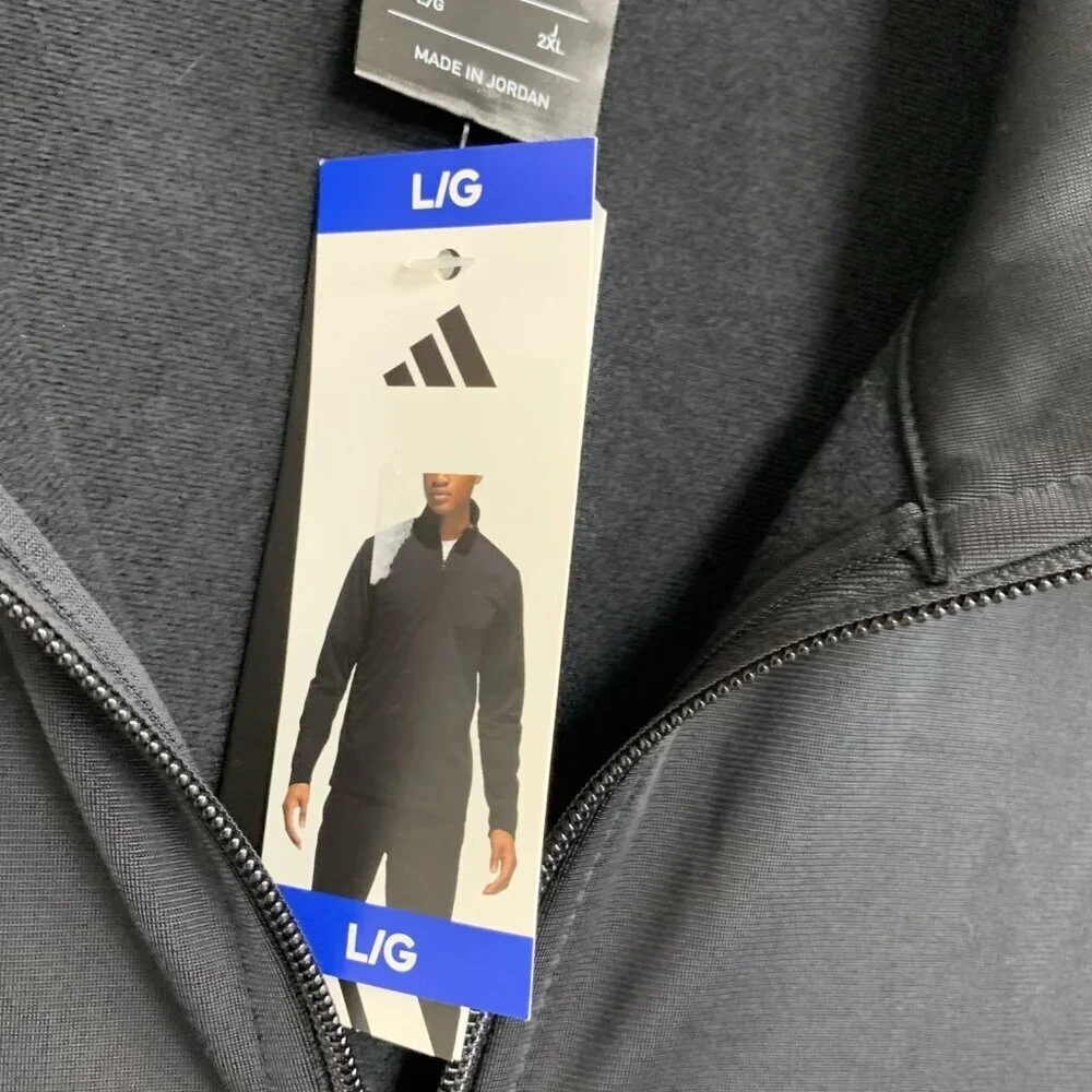 Adidas Men's L Black Full Zip Jacket M Tricot  Polyester h1932